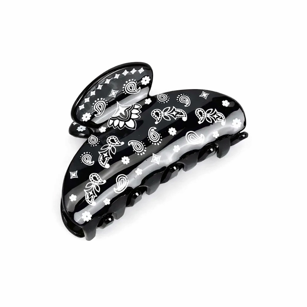 Paisley Print Hair Clip — Black